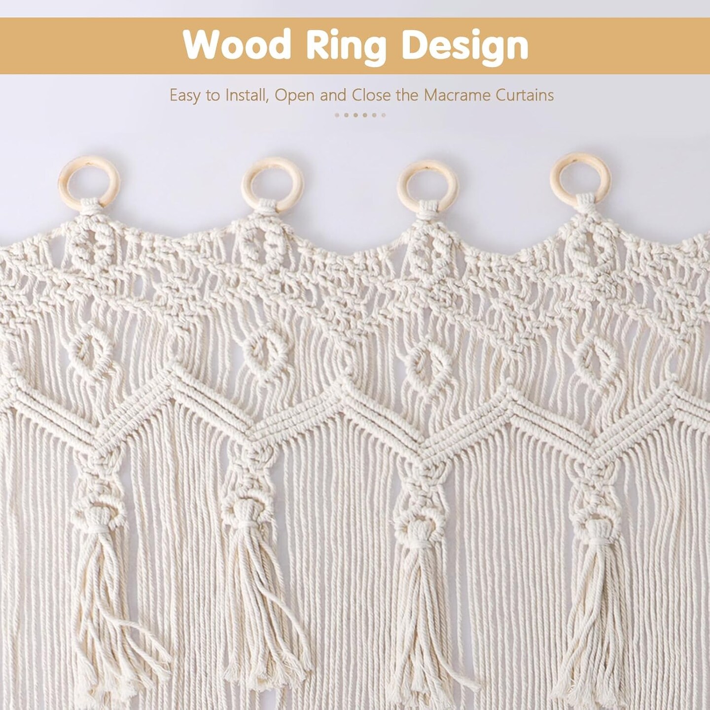 Macrame Curtains 79 x 37 Inch Boho Curtains Backdrop with Tassels Handmade Cotton Macrame Door Wall Hanging Window Curtain for Bedroom Closet Home Wedding Bohemian Decor
