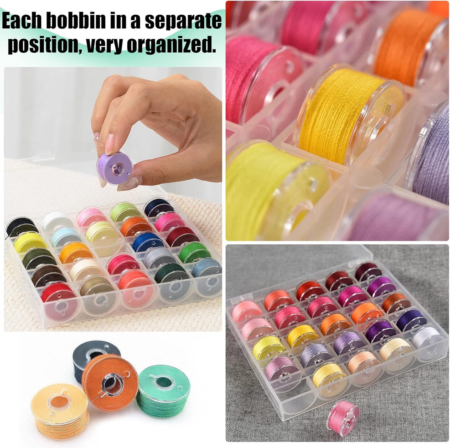 50 Pcs Bobbins, Plastic Bobbins for Sewing Machine, Sewing Bobbins with Bobbin Case, Bobbin for Sin-ger/Bro-Ther, Bobbins for Singer Sewing Machine