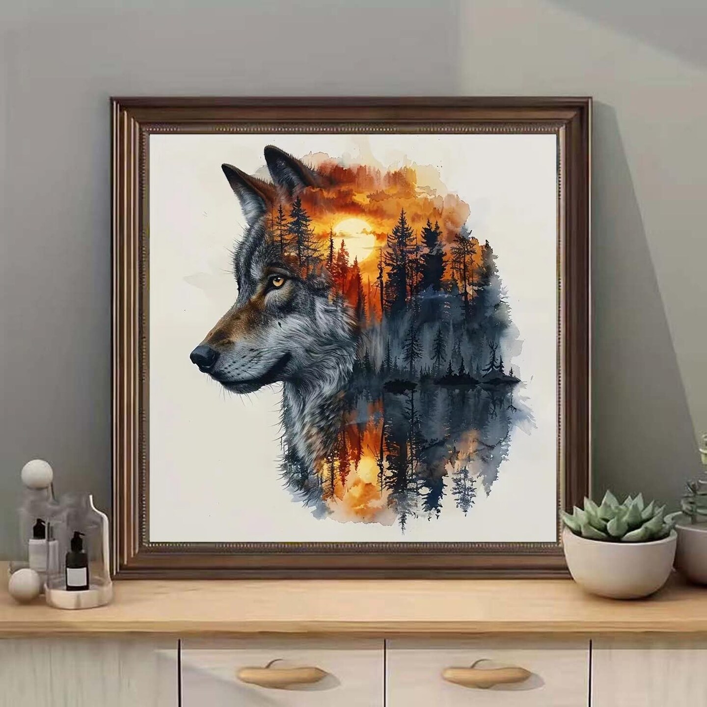 Wolf 5D Diamond Painting Kits for Adults,Animal Forest Wolf Diamond Art Kits for Beginners,DIY Full Drill Paint by Diamonds with Painting Kit for Crafts Adults Home Wall Decor 12 X 12inch
