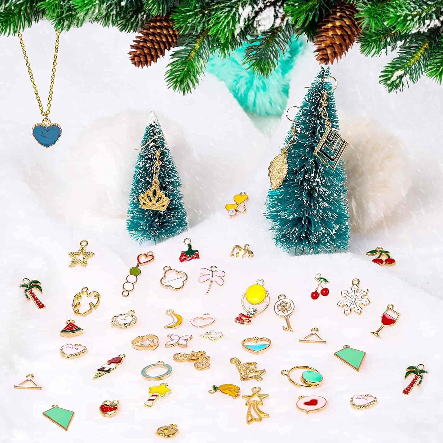 200Pcs Charms for Jewelry Making, Assorted Jewelry Bangle Charms, Wholesale Mixed Bulk Metal Earring Charms for DIY Necklace Bracelet Jewelry Making and Crafting (Assorted Color)