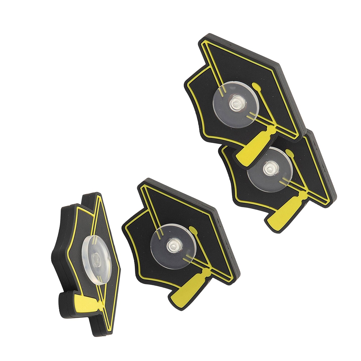 Black & Gold Graduation Cap Plastic Fidget Spinners 12 Pack 2.5" x 2"