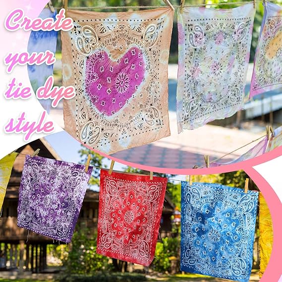 White Bandana Bulk for Tie Dying Cotton Paisley DIY Scarf Bandana Multipurpose Head Wrap for Tie Dye Favors