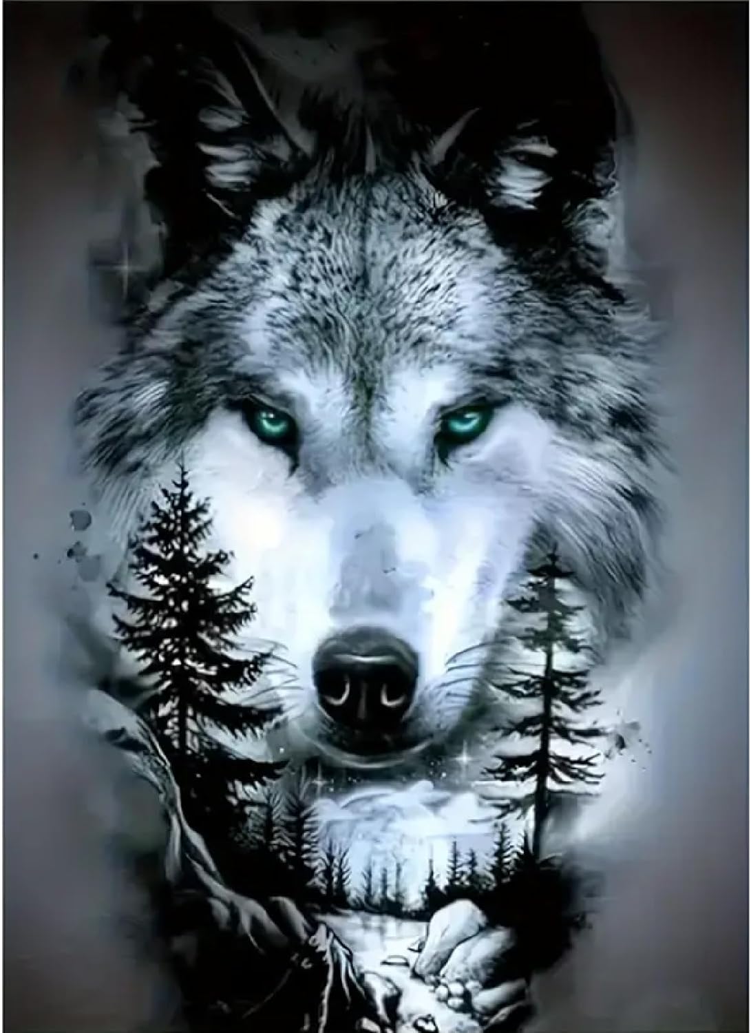 Wolf 5D Diamond Painting Kit for Adults – Full Drill Round Gems DIY Animal Art, Beginner-Friendly 12x16 Inch Wall Décor & Gift