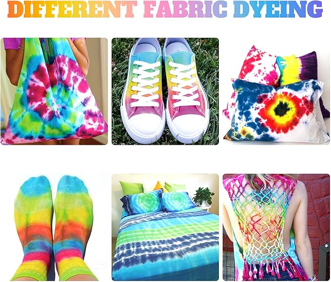 Tie Dye Kit, Tie Dye Set for Kids, 12 Vibrant Colors Pre-Filled Tye Dye Bottles, Non Toxic Permanent Fabric Dye Art Set, Easy DIY Fabric Art - Create Fun