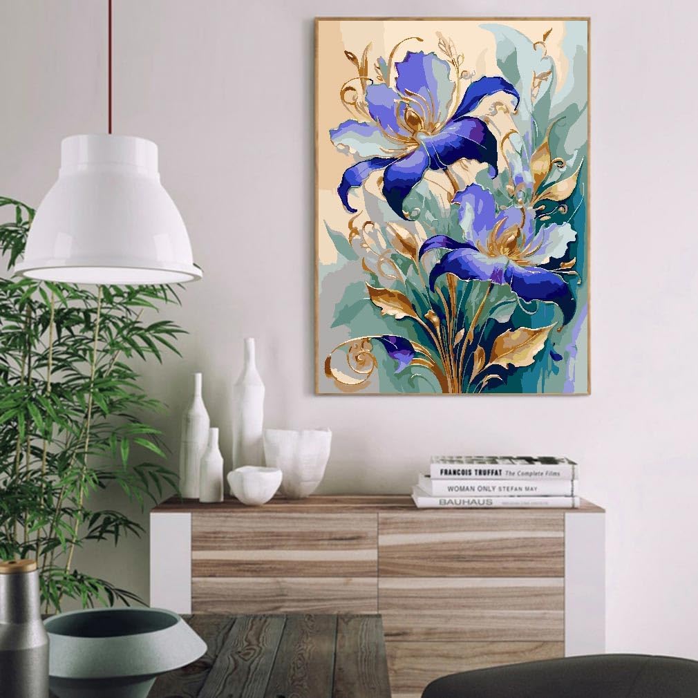 Paint by Numbers Kit for Adults Beginners - Flower Easy Acrylic Adult Paint by Number on Canvas, DIY Drawing Paintworks Artwork, Without Frame for Home Wall Decor (16x20 inch)