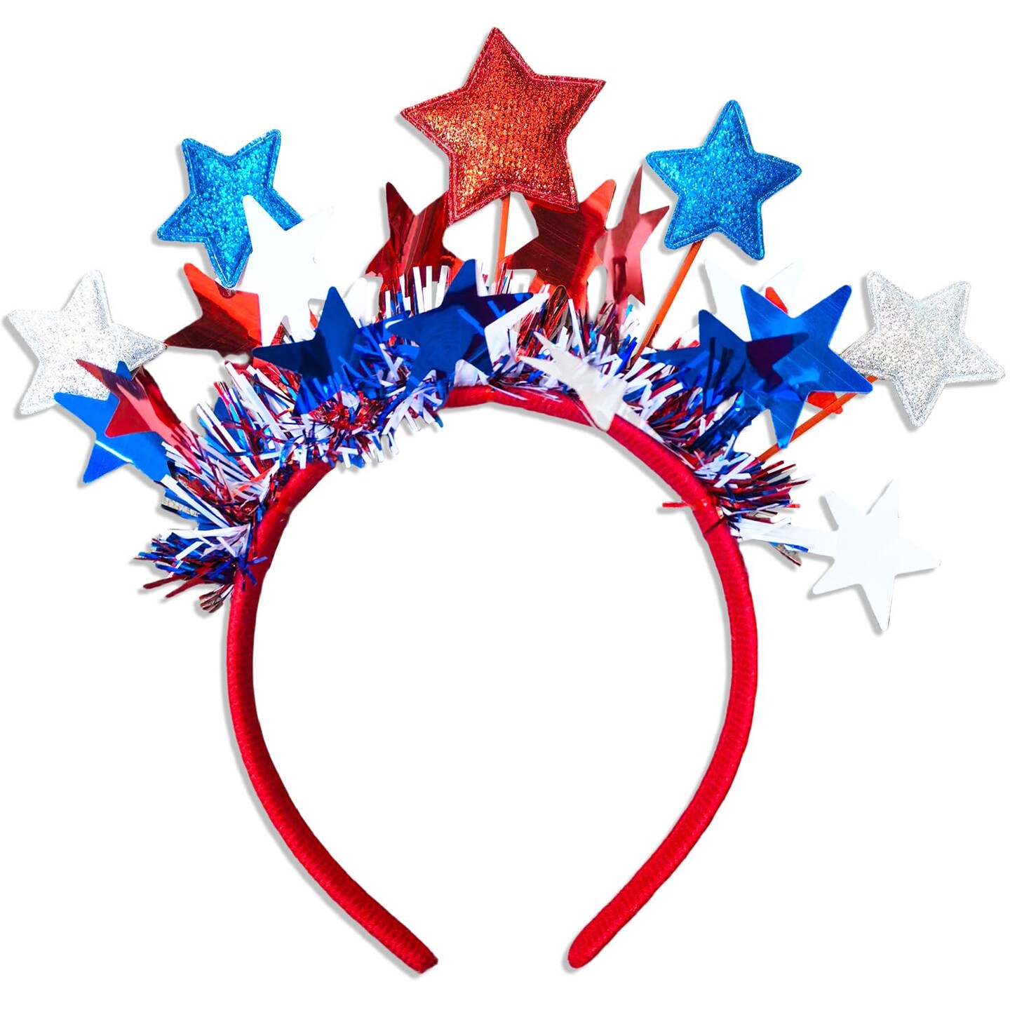 4th of July Headband for Women, Red White and Blue Star Headband for Patriotic Fourth of July Hair Accessories