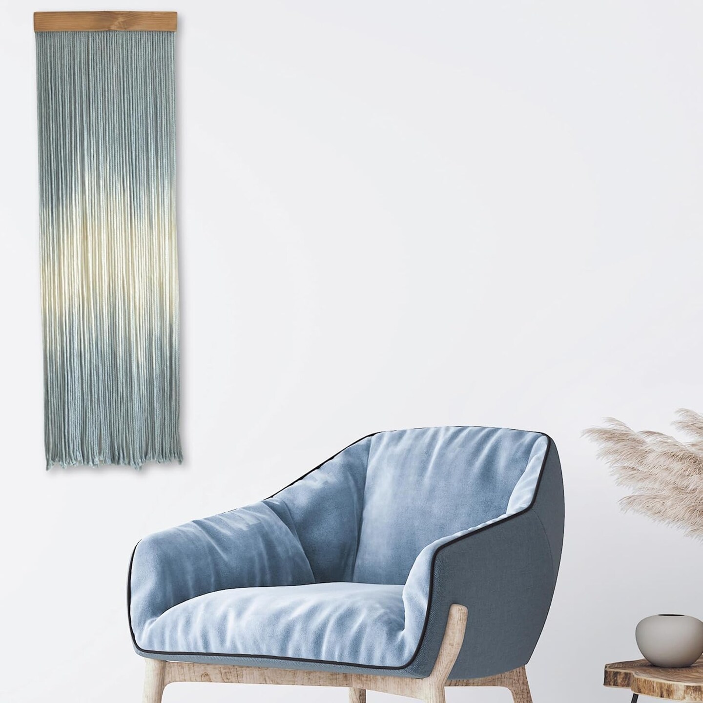Macrame Wall Hanging, Beachy Macrame, Colored Macrame, Dip Dye Fiber Art, Modern Yarn Tapestry, Boho Wall Decor for Above Couch or Headboard