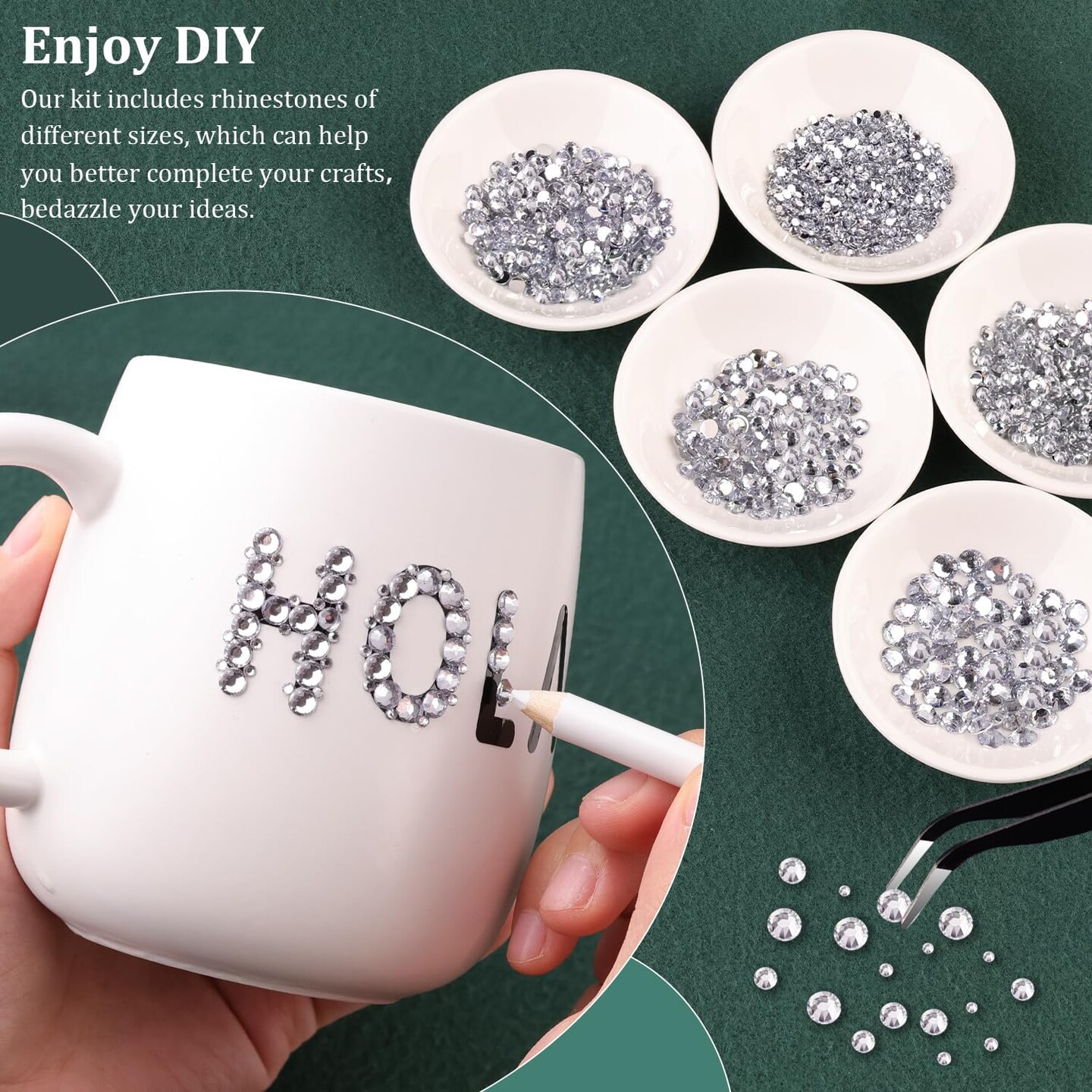 Resin Rhinestones for Crafting with B7000 Jewelry Glue, 2 Boxes Silver Clear Flatback Crystals with 3Pcs 10ml Glue for Bedazzling Crafts DIY Nail Art Makeup&#xFF0C;Gems for Clothing Shoes
