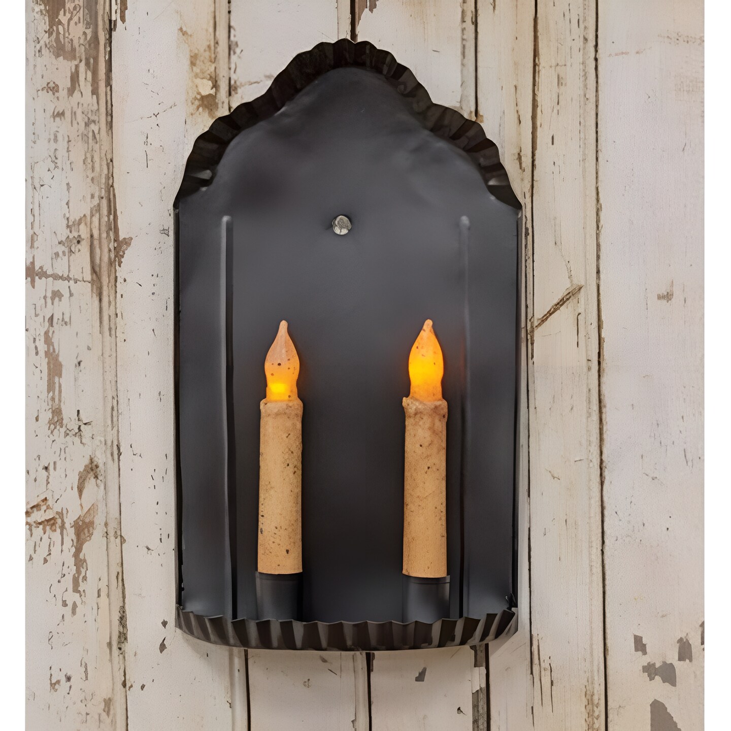 Black Metal Hamilton Double Wall Sconce and Double Taper Holder
