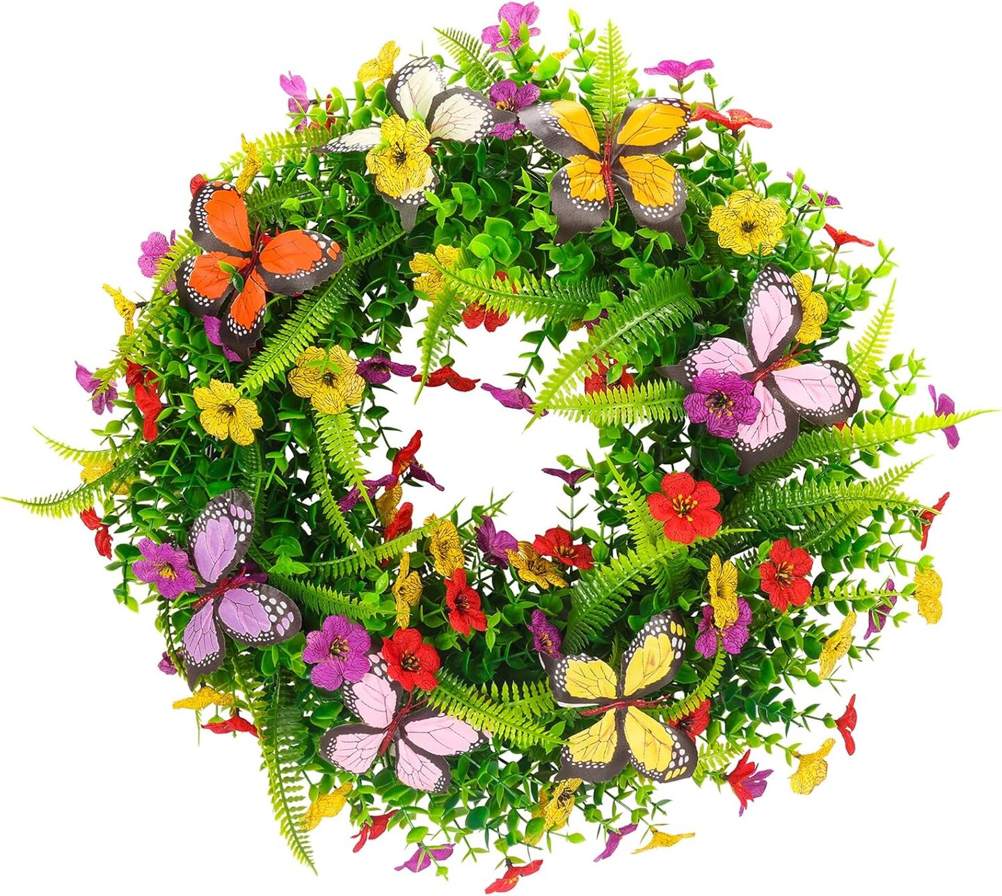 20 Inch Spring Wreath Summer Wreath for Front Door, Artificial Colorful Daisy Faux Plants for Front Door Home Wall Wedding Festival Farmhouse Easter Holiday Party Decor