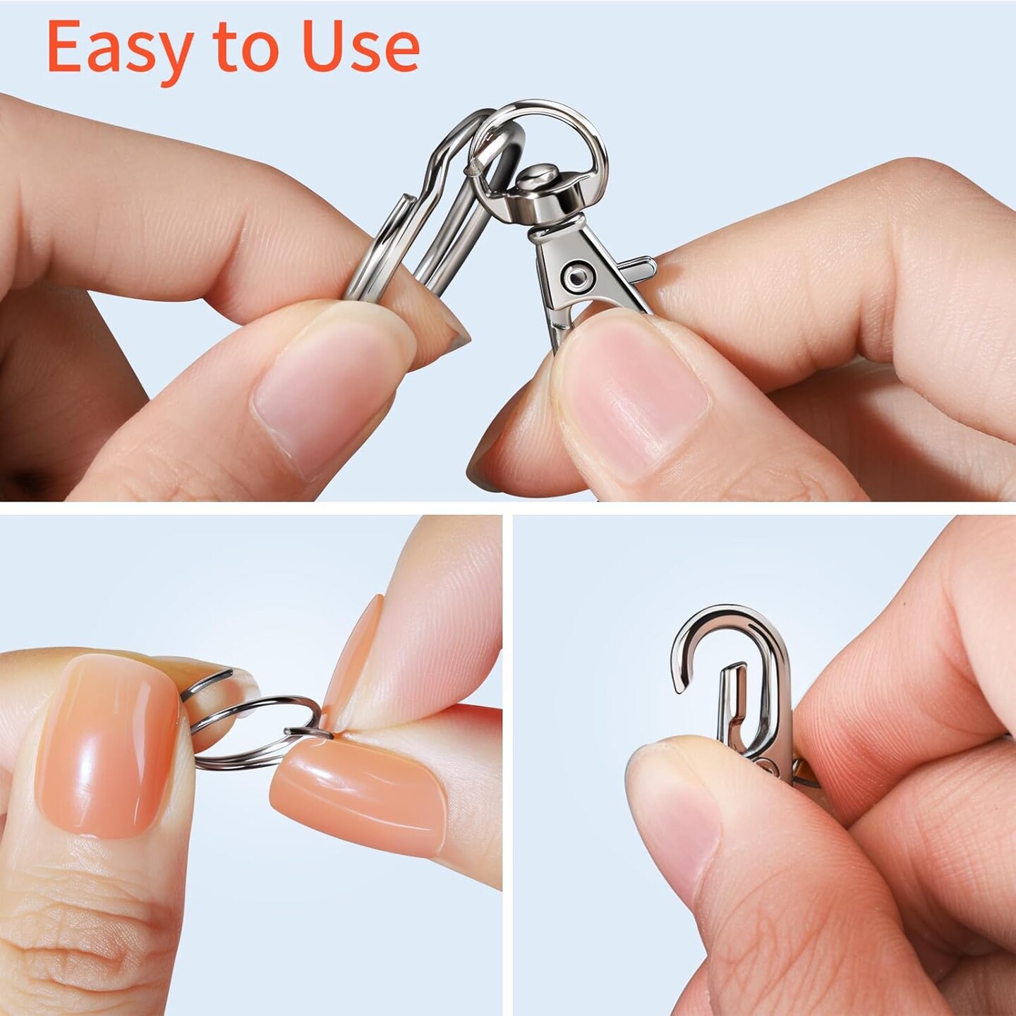 60 PCS Swivel Snap Hooks and Key Rings, Keychain Clips and Key Chain Rings, Keychain Making Kit, for Key Chains, Jewelry Making, Crafts, Silver
