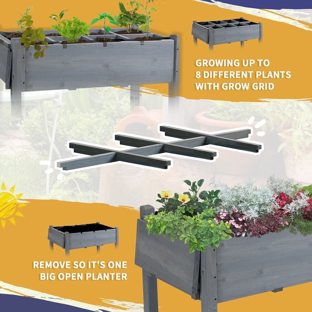 Wooden Raised Plant Stand Wood Tall Flower Bed with Clapboard