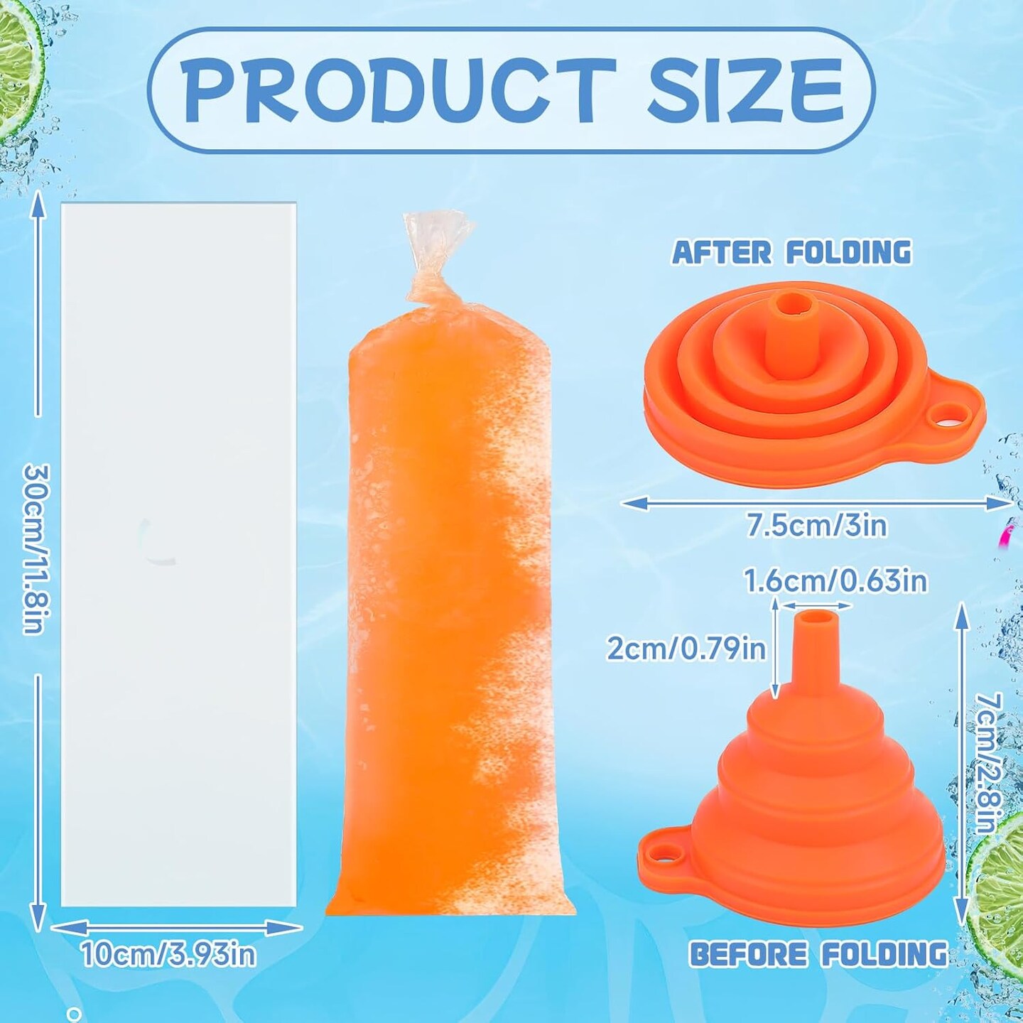 160 Large Ice Lolly Bags Disposable Ice Popsicle Mold, Freezer Tubes Ice Cream Mold Easy to Fill for Snacks Yogurt Juice Fruit Ice Candy Pops Comes with Funnel (4 x 12 Inch)