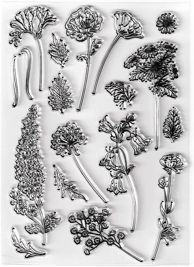 Spring Orchid Flowers Leaves Clear Stamps Silicone Stamp Cards with ...