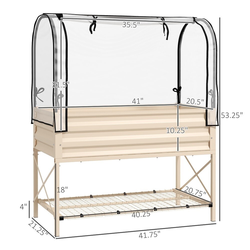Metal Raised Garden Bed with Legs, Cover &#x26; Drainage