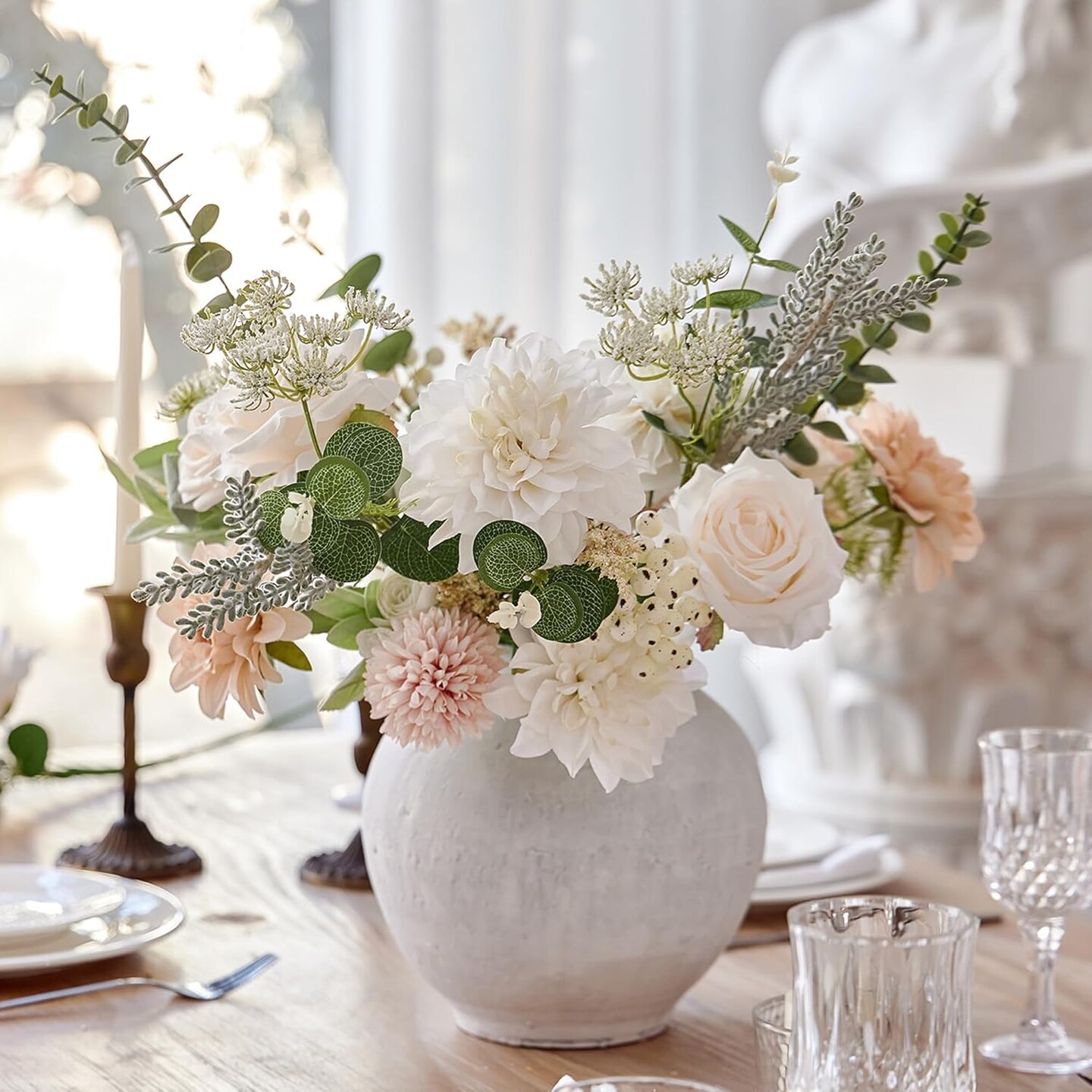 Artificial Flowers Bouquets, Artificial Silk Flowers Bouquets for Wedding, Home Table Decorations, Wedding Centerpieces Bouquets Flowers Arrangement Decorations