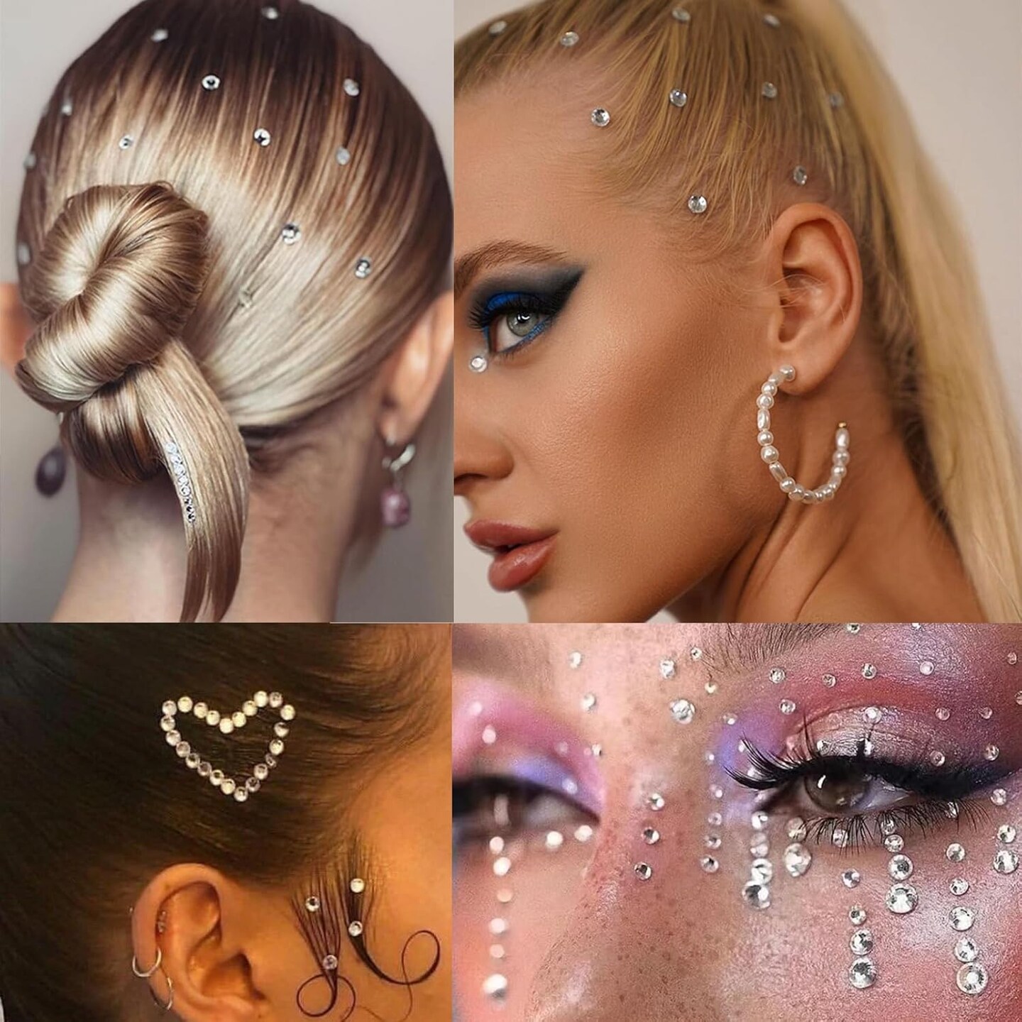 660Pcs Face Gems Hair Gems, Self-Adhesive Face Jewels Eye Jewels Rhinestones 3/4/5/6 mm DIY Face Gems Stick on, Halloween Makeup Gems Rave Accessories for Face Eyes Makeup Body, Crafts
