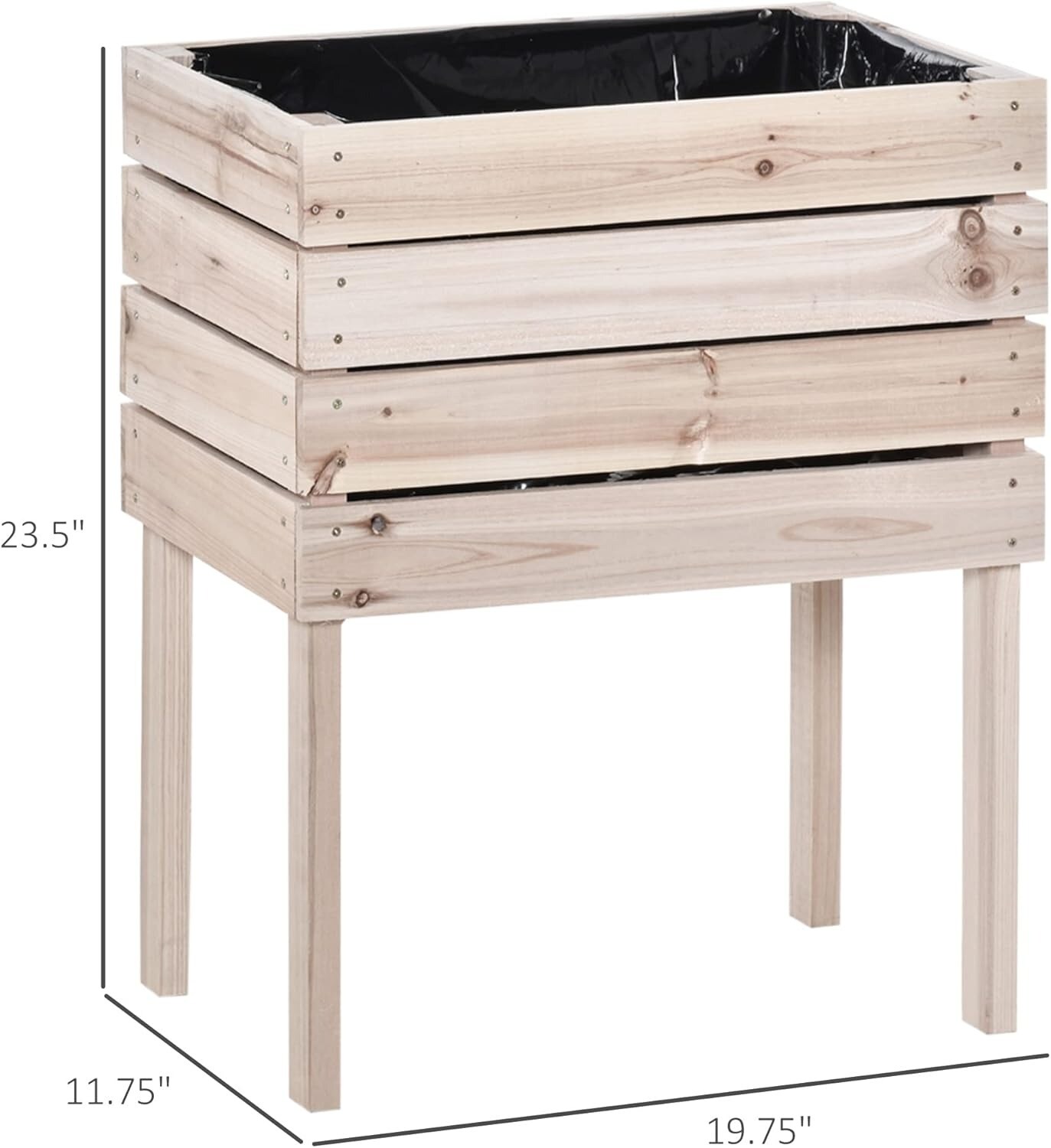 4-Piece Wooden Stacking Raised Garden Planter Boxes Beds