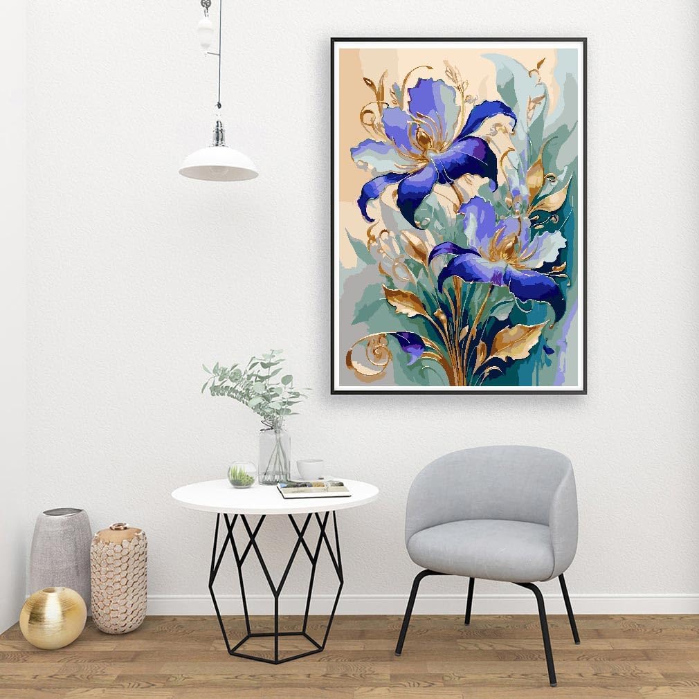 Paint by Numbers Kit for Adults Beginners - Flower Easy Acrylic Adult Paint by Number on Canvas, DIY Drawing Paintworks Artwork, Without Frame for Home Wall Decor (16x20 inch)