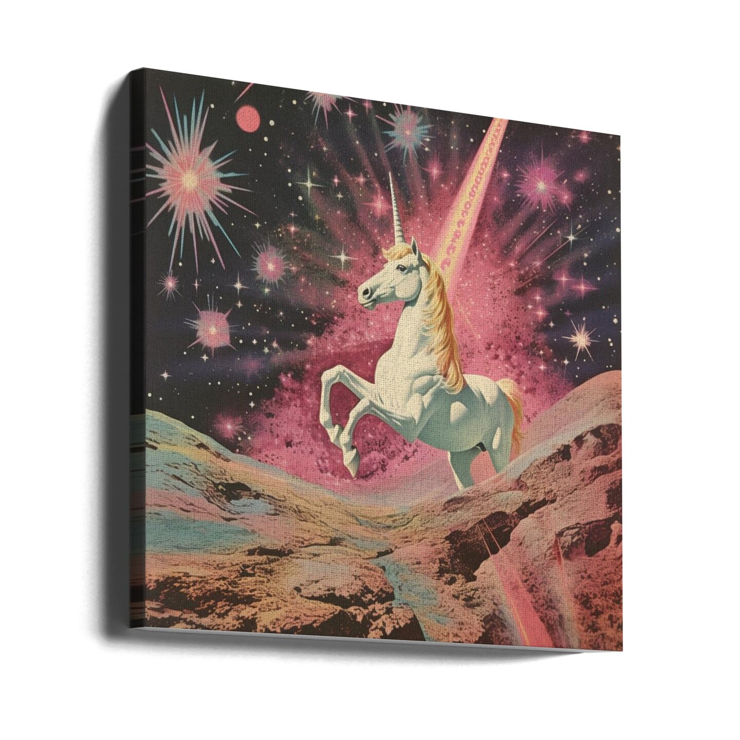 Magic Unicorn Collage Art Square Canvas Art | Modern Home Wall Decor 24x24 Canvas - Corporate Office Art