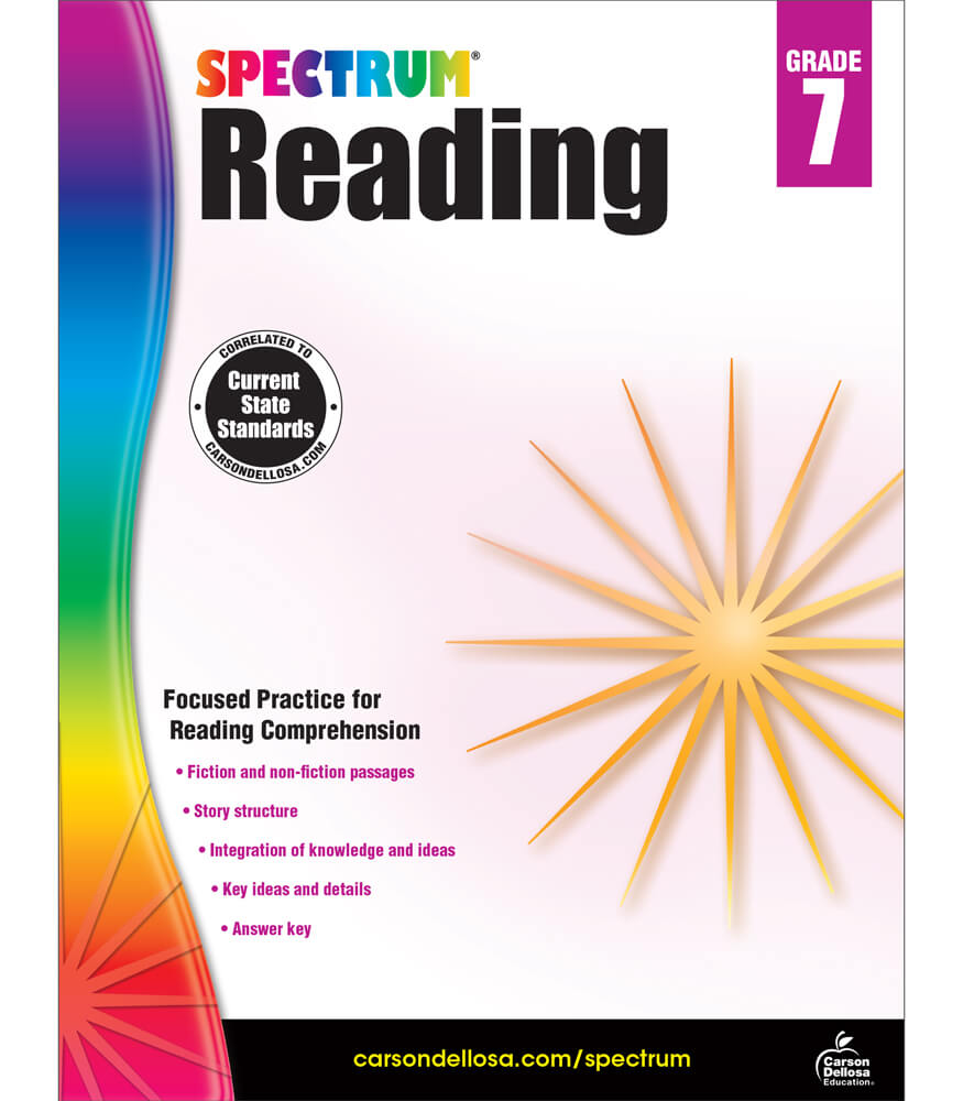 Spectrum Grade 7 Reading Workbook, Middle School Books With Nonfiction and Fiction Passages and Learning Activities, Classroom or Homeschool Curriculum