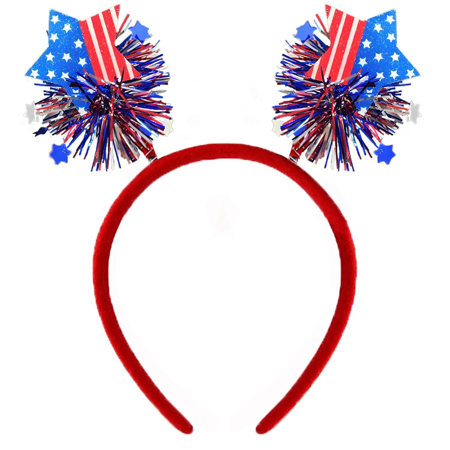 Patriotic Star Headband &#x2013; Red White Blue Head Bopper Headpiece Costume Dress-Up Accessories for 4th of July, Independence Day, Memorial Day, Veterans Day, Parades USA Themed Party Favors Photo Props