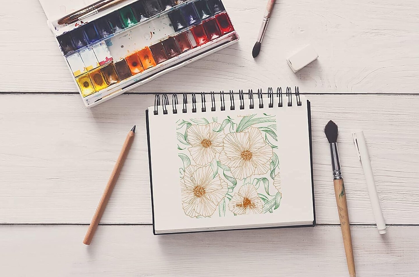 Spring Flowers Background Clear Stamps for Card Making and Photo Album Decorations, Flower Leaves Rubber Stamps Floral Leaf Stamp Seal