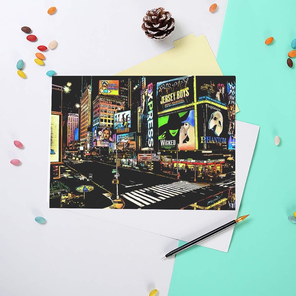 Scratch Painting Kits for Adults & Kids, Rainbow Painting Night View Scratchboard