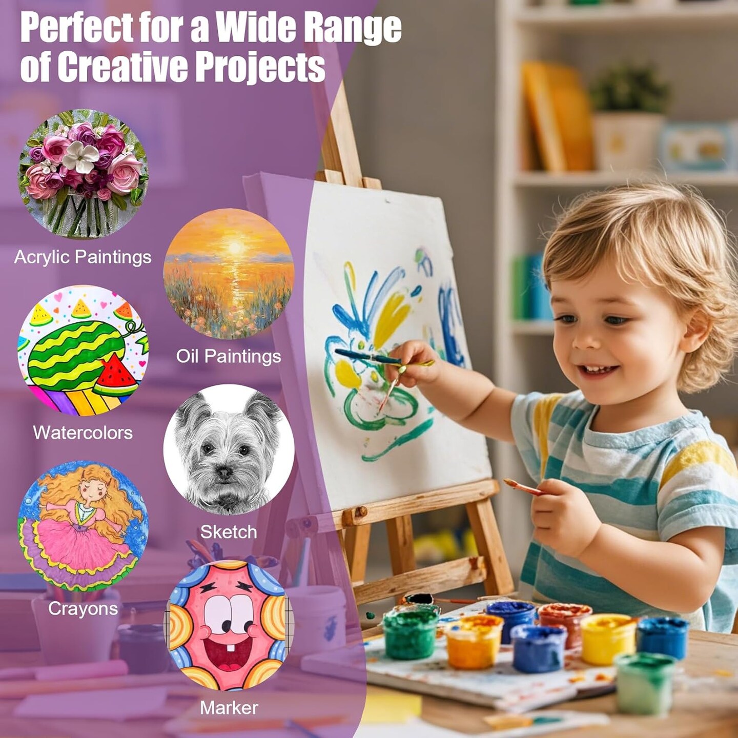 20 Value Pack Stretched Canvas for Painting, Multi-Size (4x4, 6x6, 8x10, 10x12, 12x16in), 100% Cotton Blank Canvase for Oil Acrylic Watercolor Paint, Acid-Free for Kids & Artists