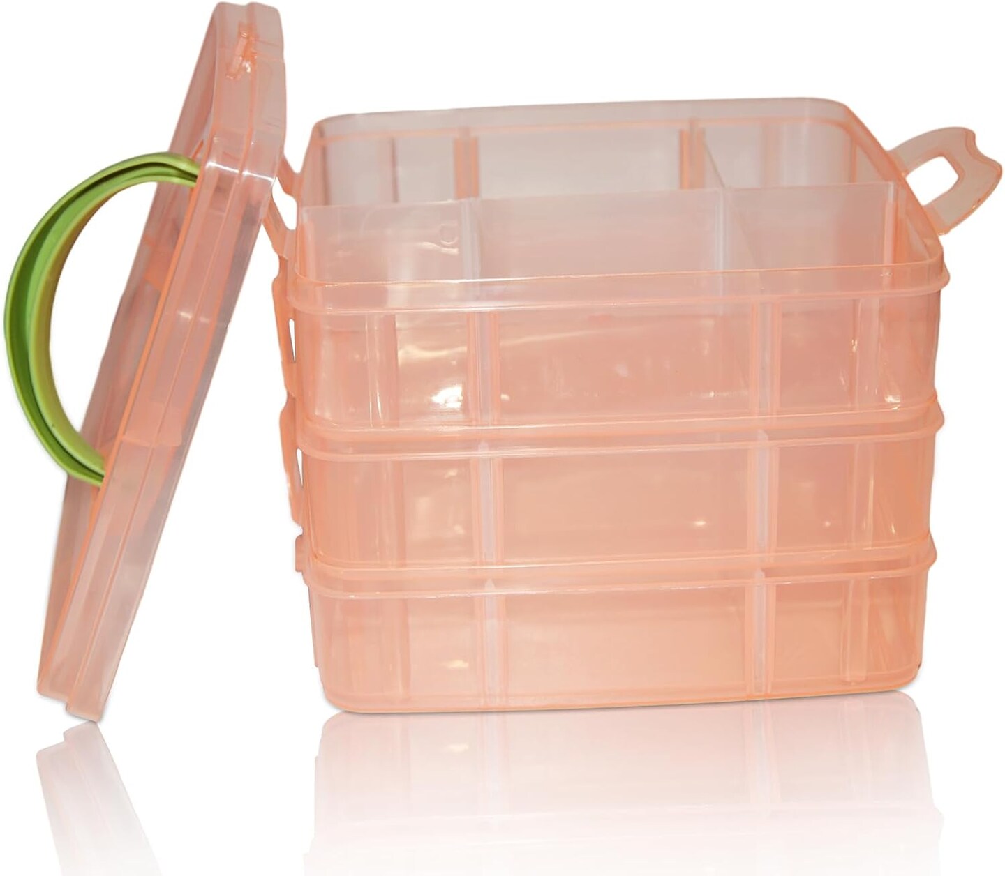 3-Tier Stackable Storage Container Box with 18 Compartments, Plastic ...