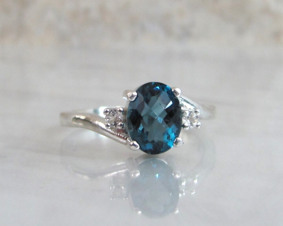 Ice Gems Sterling Silver Ring – Genuine London Blue, Swiss Blue & White Topaz Cluster