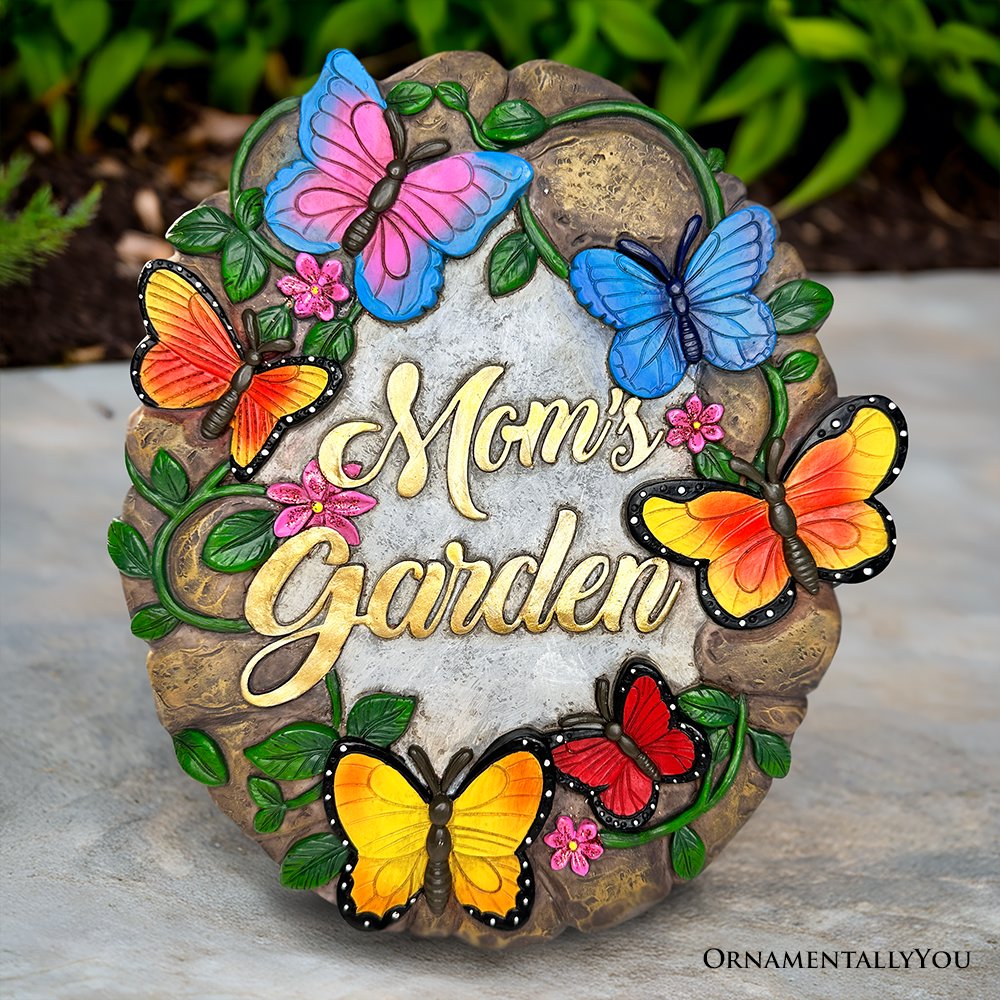 Mom&#x2019;s Garden with Butterflies Stepping Stone, 9.5&#x22; Decorative Outdoor Decoration