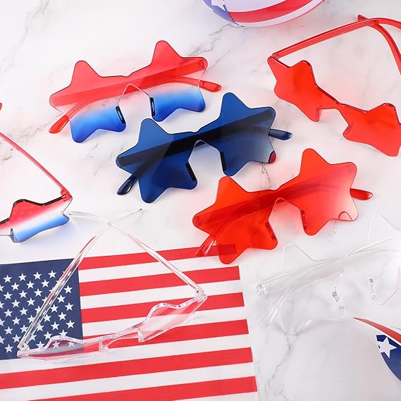 Star Shaped Sunglasses Bulk 4th of July Star Glasses Patriotic Glasses for Independence Day Party Favors
