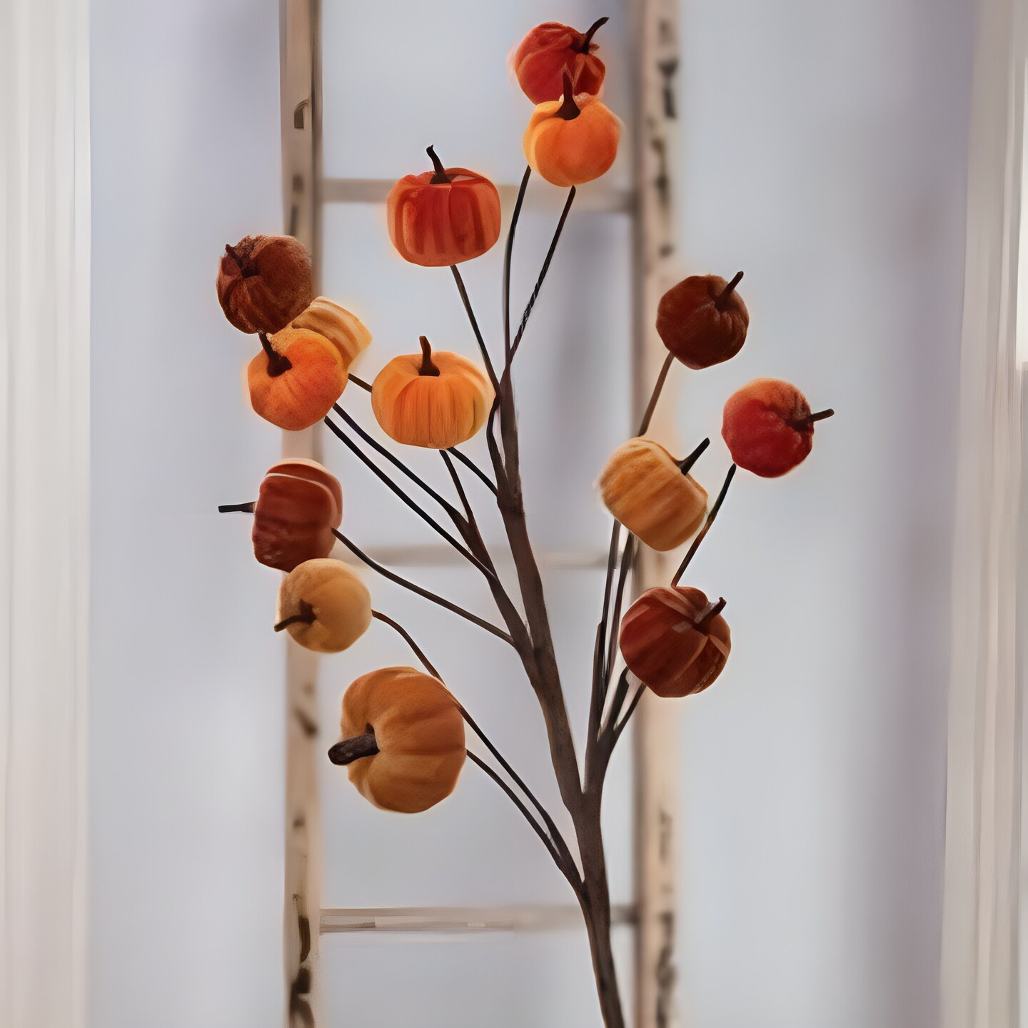 Multi-Color Velvet Pumpkin Pick for Fall Decor with Flexible Stem