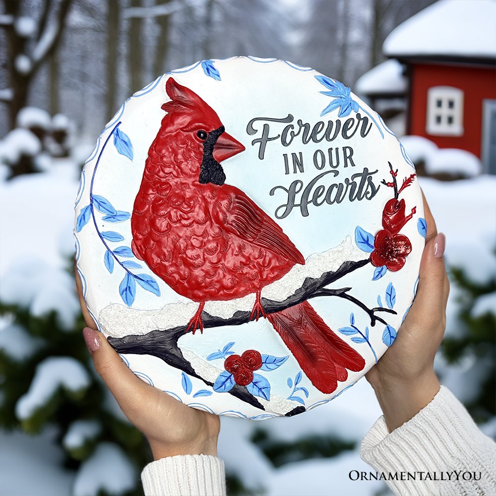 Forever in our Hearts Cardinal Stepping Stone, 9.5" Winter Garden Decorative Resin Figurine