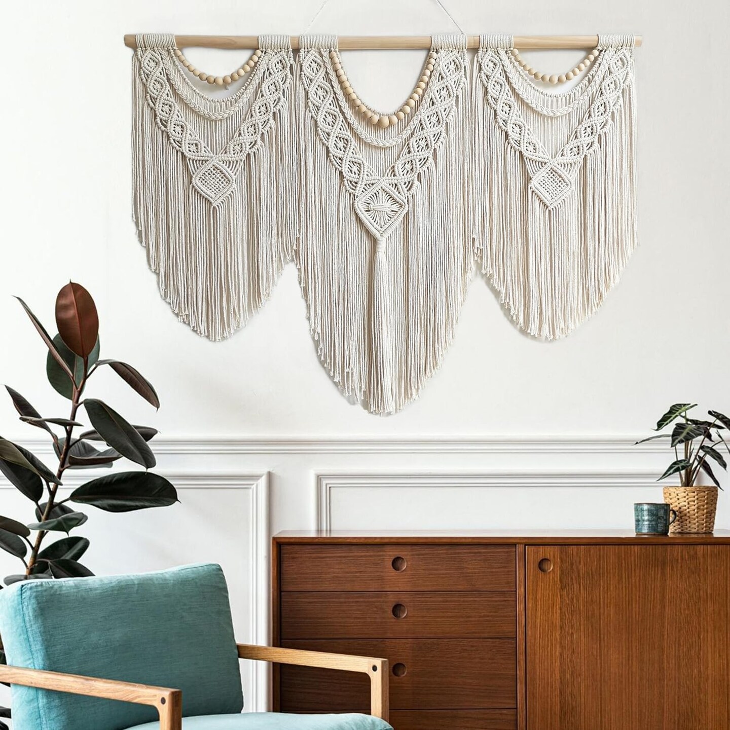 Large Macrame Wall Hanging Decor - Boho Tapestry Macrame Wall Decor Art- Chic Bohemian Handmade Woven Tapestry Home Decoration