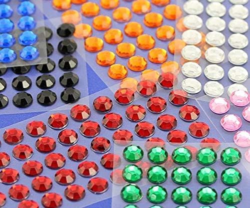 10mm SS46 Black Self Adhesive Acrylic Rhinestones Plastic Face Gems Stick On Body Jewels for DIY Cards and Invitations Crafts Bling Sticker - 5 Sheets - 250PCS