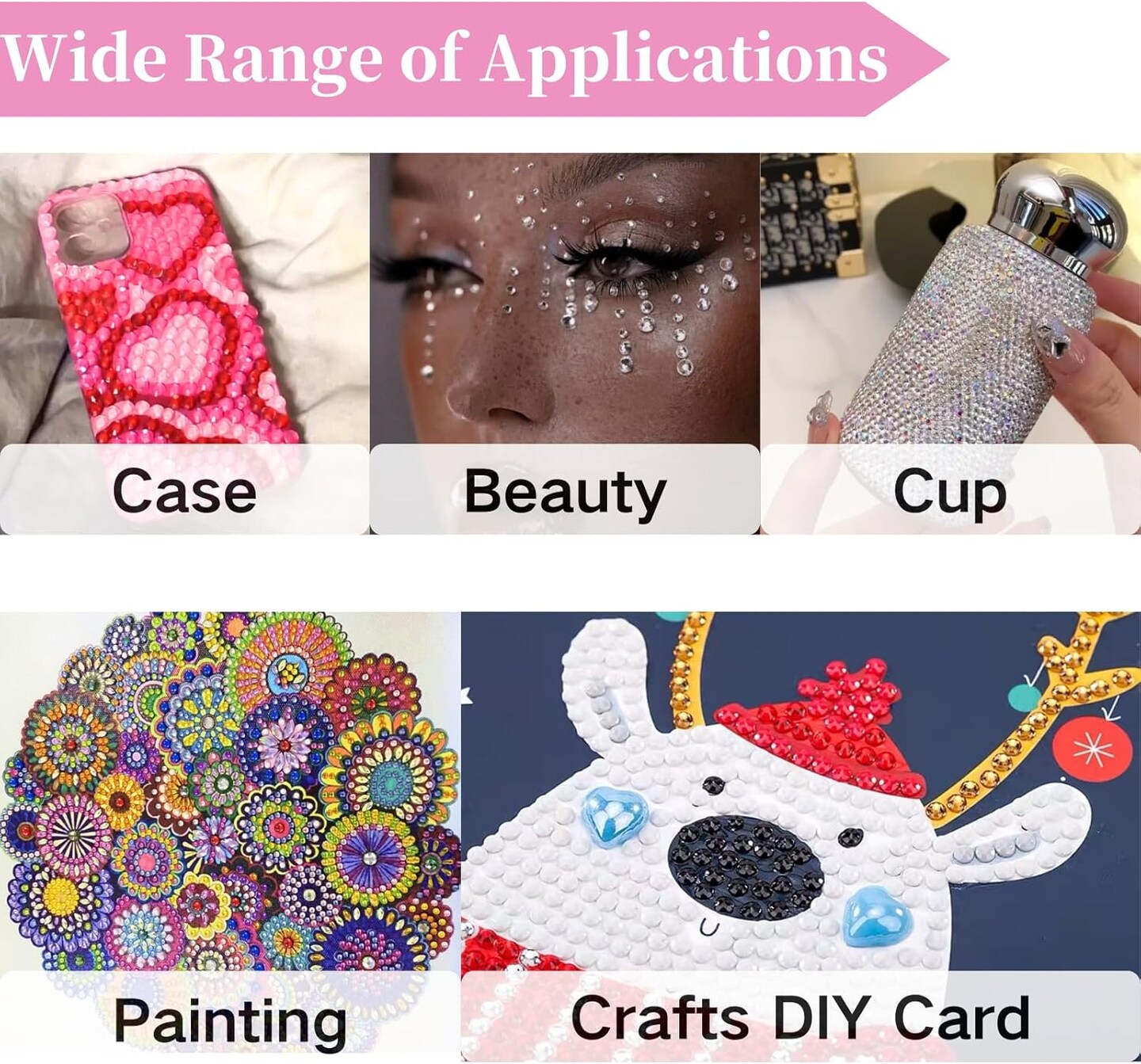 Self-Adhesive Rhinestone Stickers Gem Stickers, 3640 PCS Sparkling Gemstones Self-Adhesive Colored Half Round Beads for Facial Makeup Nail Art DIY Scrapbook 6mm