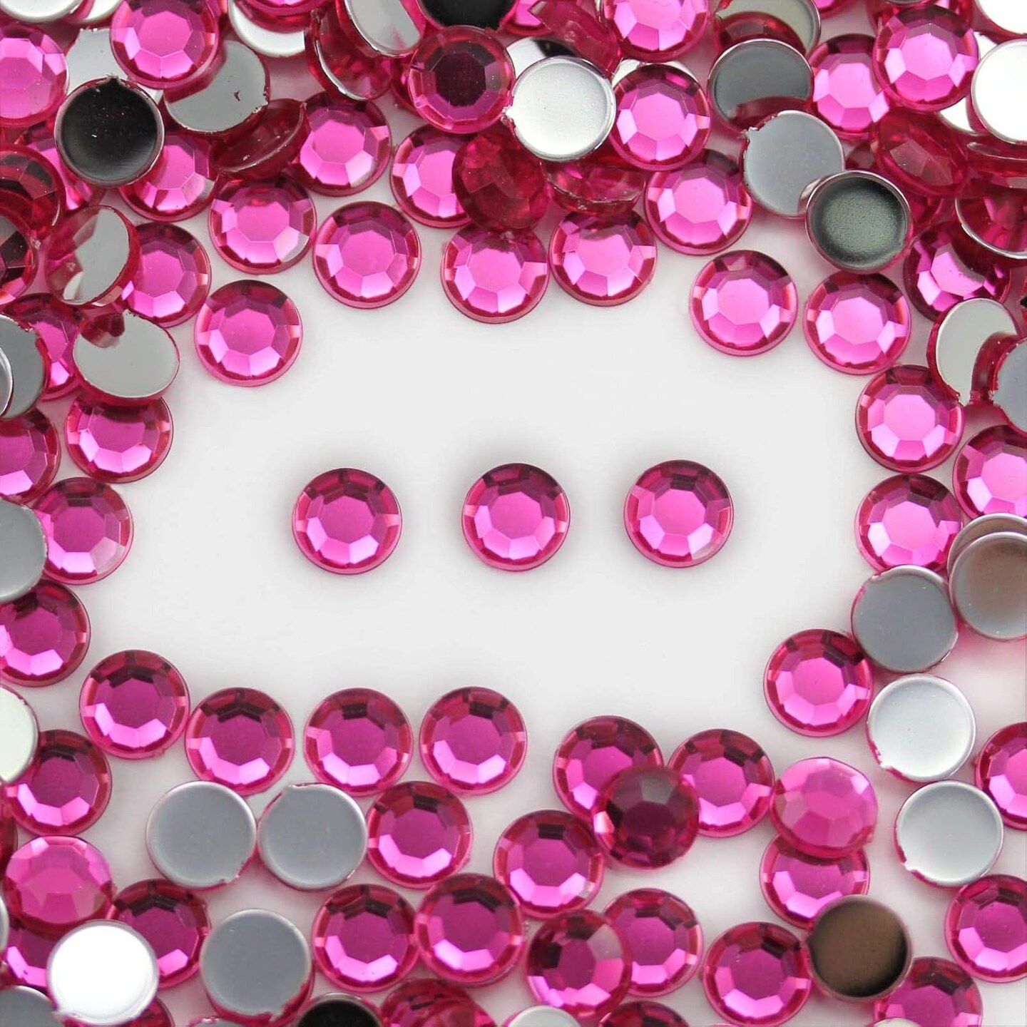 Pink Self Adhesive Acrylic Rhinestones Plastic Face Gems Stick On Body Jewels for DIY Cards and Invitations Crafts Bling Sticker - 5 Sheets - 500PCS