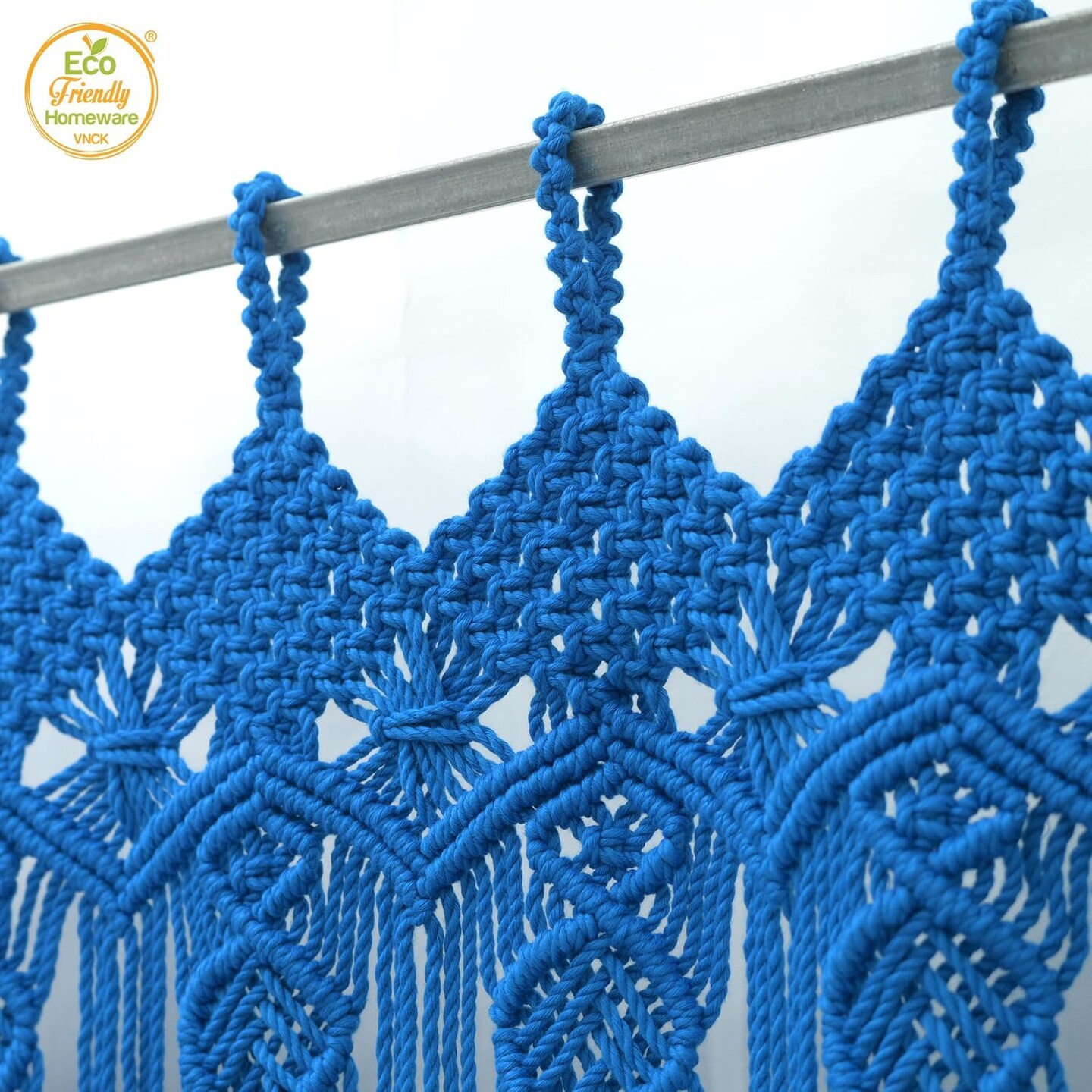 Macrame Curtains Boho, Beaded Curtains For Doorways, Macrame Wall Hanging, Bead Doorway Curtain, Boho Backdrop, Hanging Beads For Doorways, Beaded curtains L77&#x22; X W35&#x22; (Macrame Curtain-Blue)