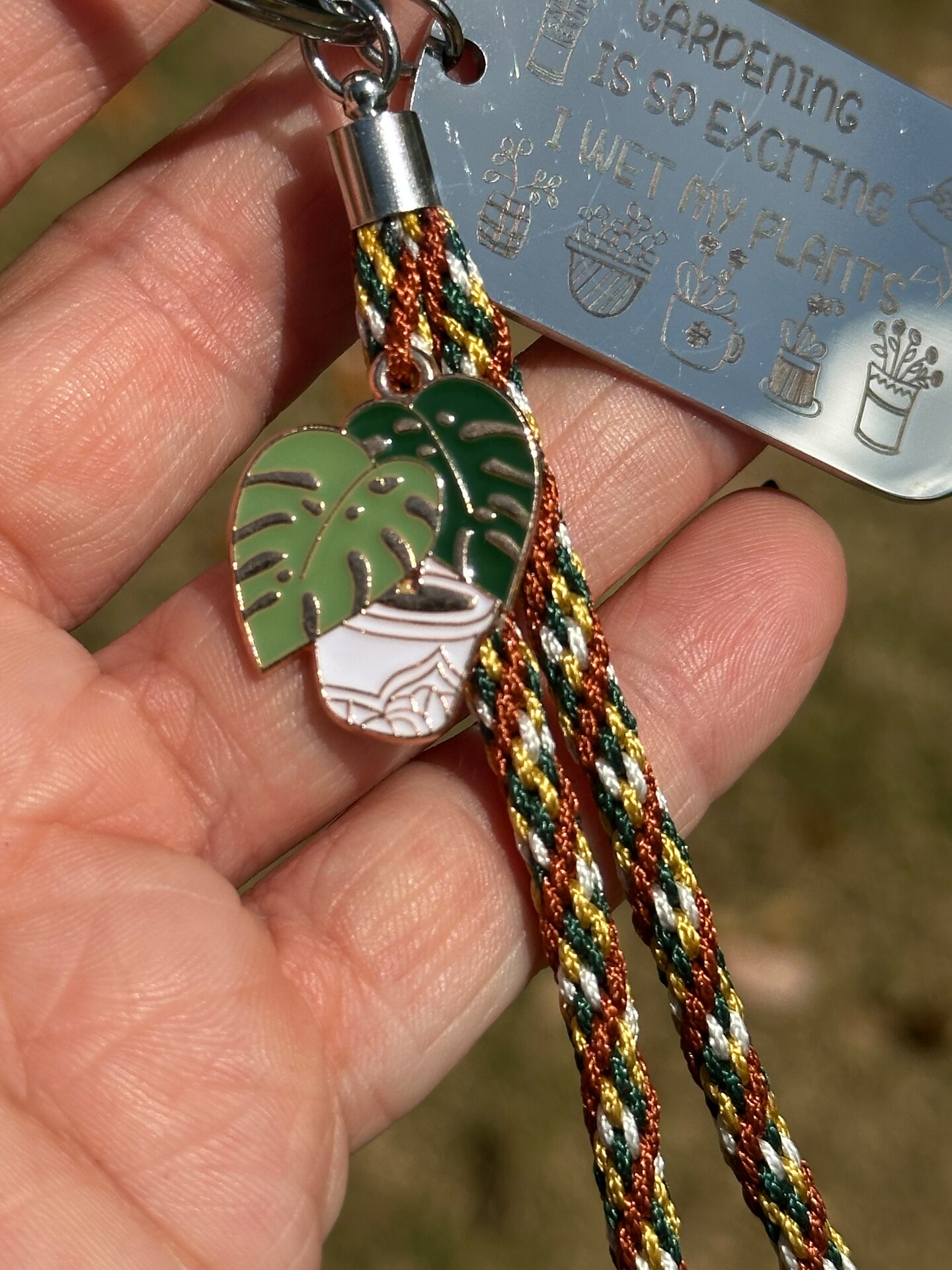 Gardening Kumihimo Strap Keychain-Funny Plant Lover Gift, Monstera