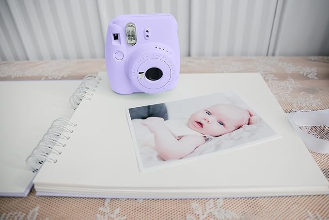 Scrapbook Album - 12x10 Purple Memory Book with 80 Pages of 250gsm Thick Paper, Hardcover Photo Album & Wedding Guest Book with Ribbon Tie & Gift Box