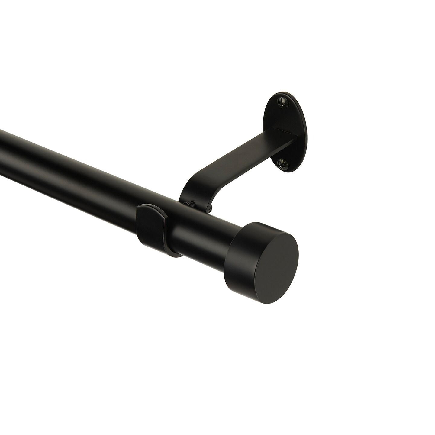 Threadmade Home Serena Single Curtain Rod with Contemporary Cap Finial, Antique Black - 48"W x 86"L