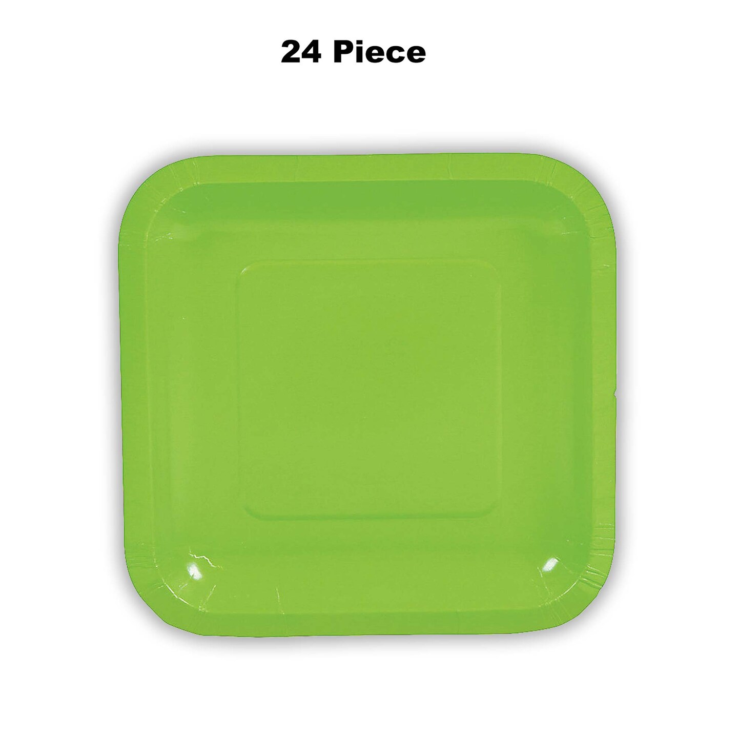 24 Count Lime Green Square Paper Dessert Plates for Birthday Party Shower Picnic Events Easy Cleanup 7 Inch