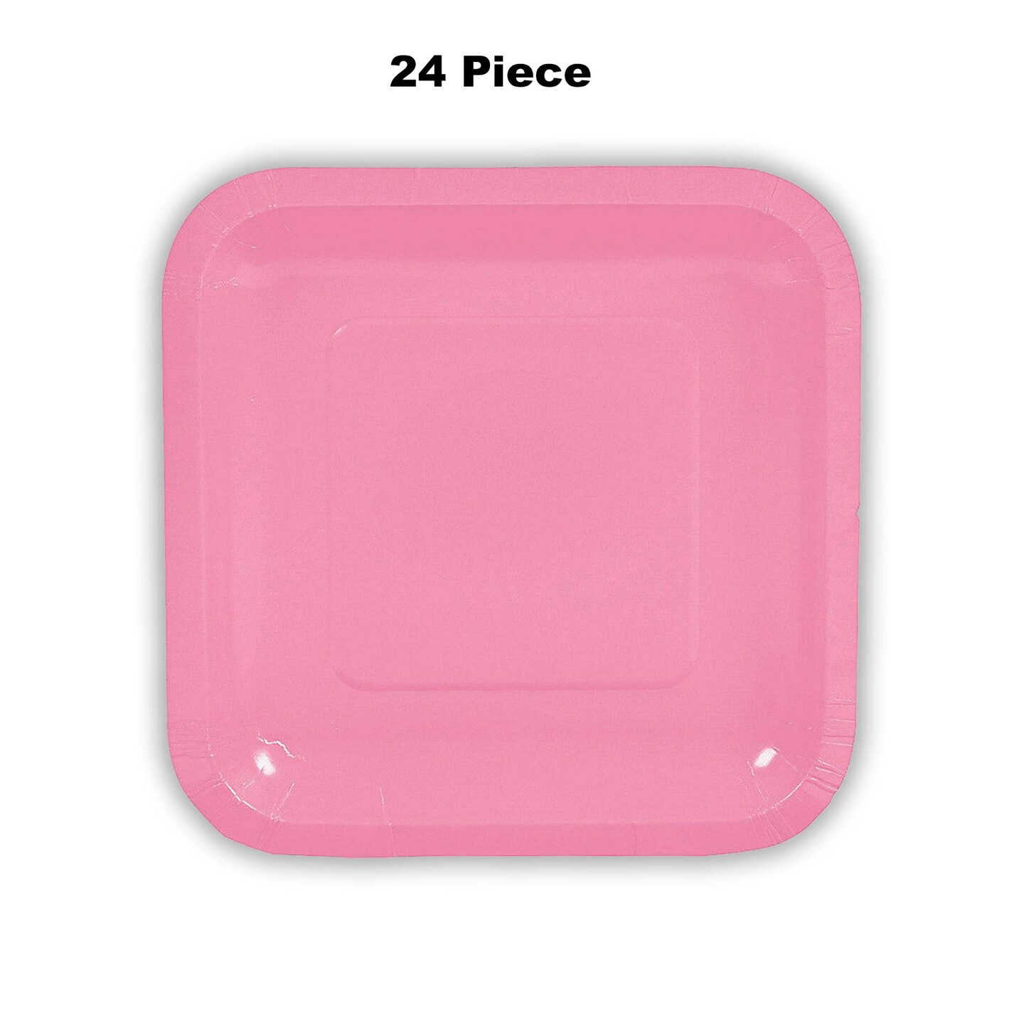 24 Count Pink Square Paper Dessert Plates for Wedding Baby Shower Birthday Party Events 7"