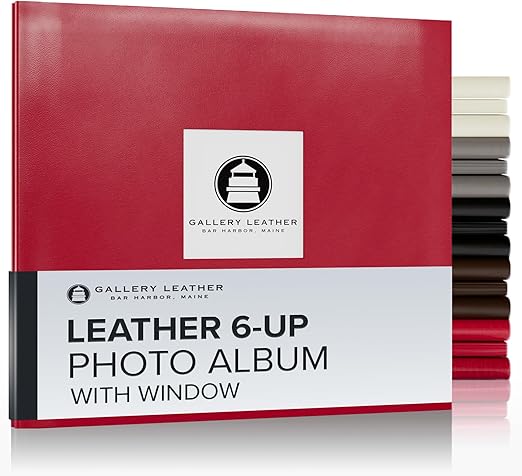 Gallery Leather Yarmouth 6 UP Photo Albums, Holds 4x6&#x201D; photos, Bonded Leather, Post-Bound, 20 pages, - 12.75&#x22; x 14.5&#x22;