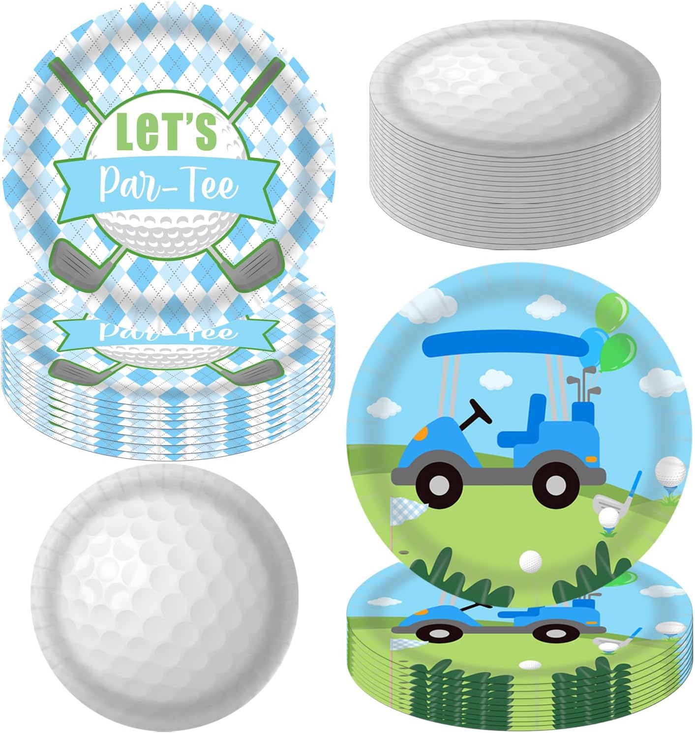 Golf Theme Party Paper Plates Let&#x27;s Par-Tee Golf Party Decorations