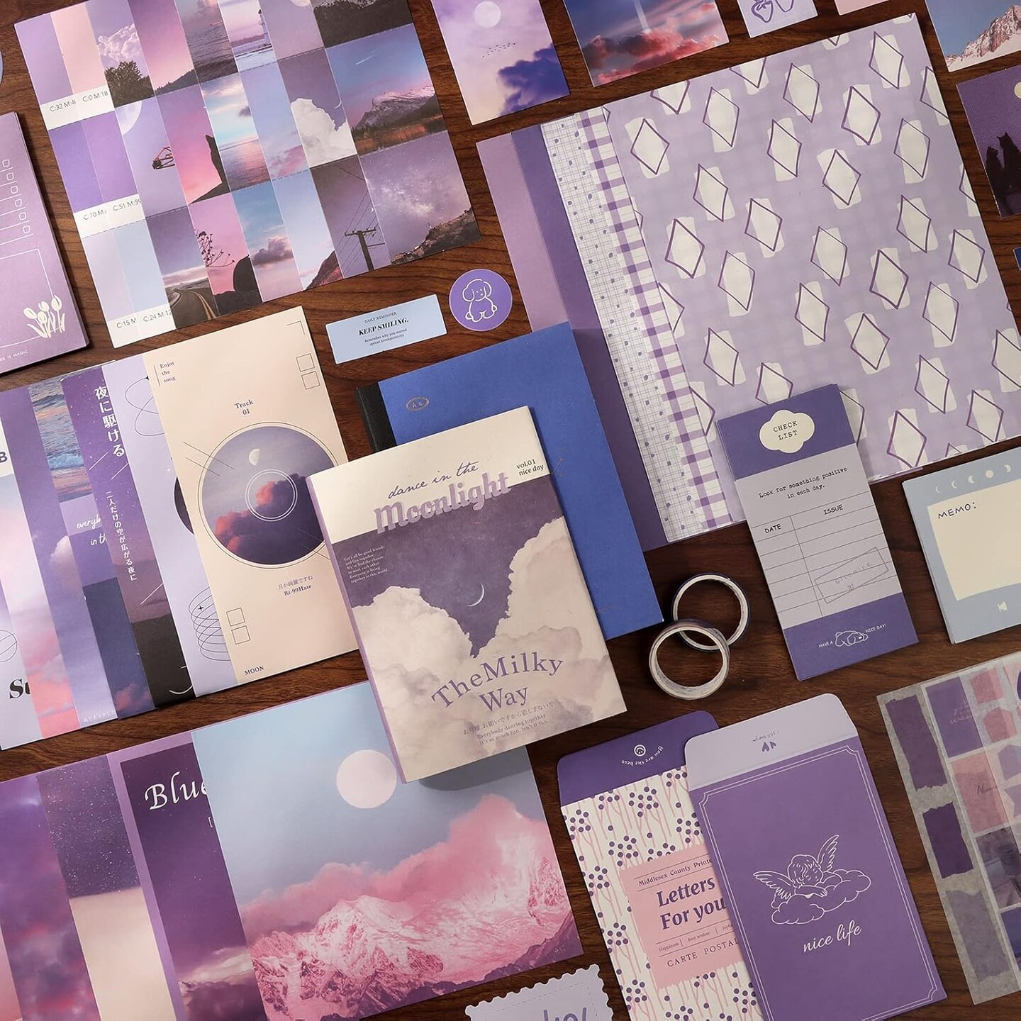 A6 Grid Notebook with Graph Ruled Pages DIY Scrapbook Gift for Girl Kid (Moonlight) 9.06 x 7.09 x 0.79 inches