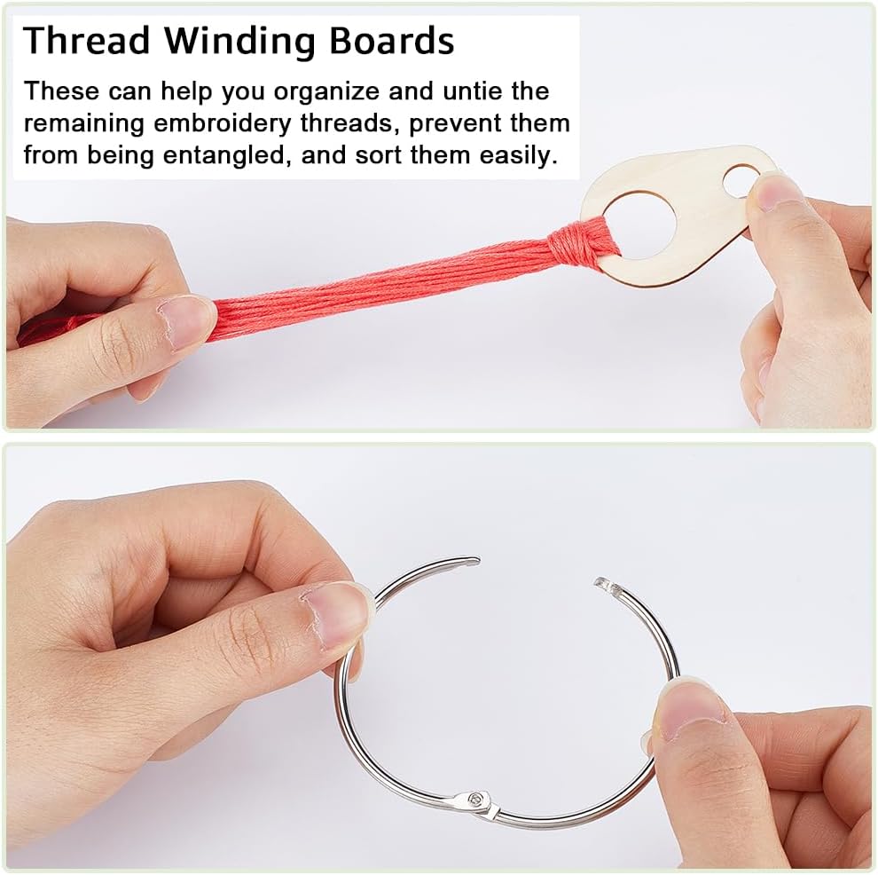 100PCS Wood Thread Drops Embroidery Floss Chips