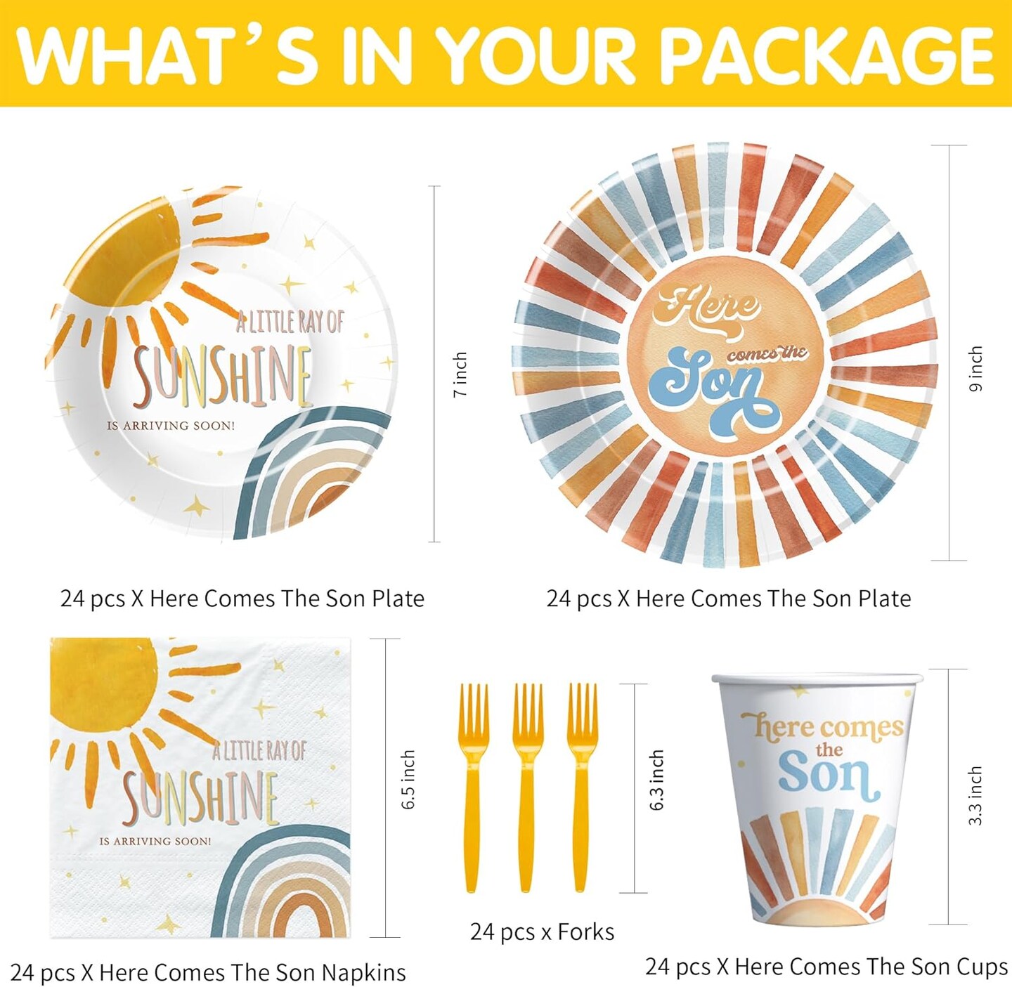 Serve 24-Here Comes The Son Baby Shower Plates And Napkins Party Decorations